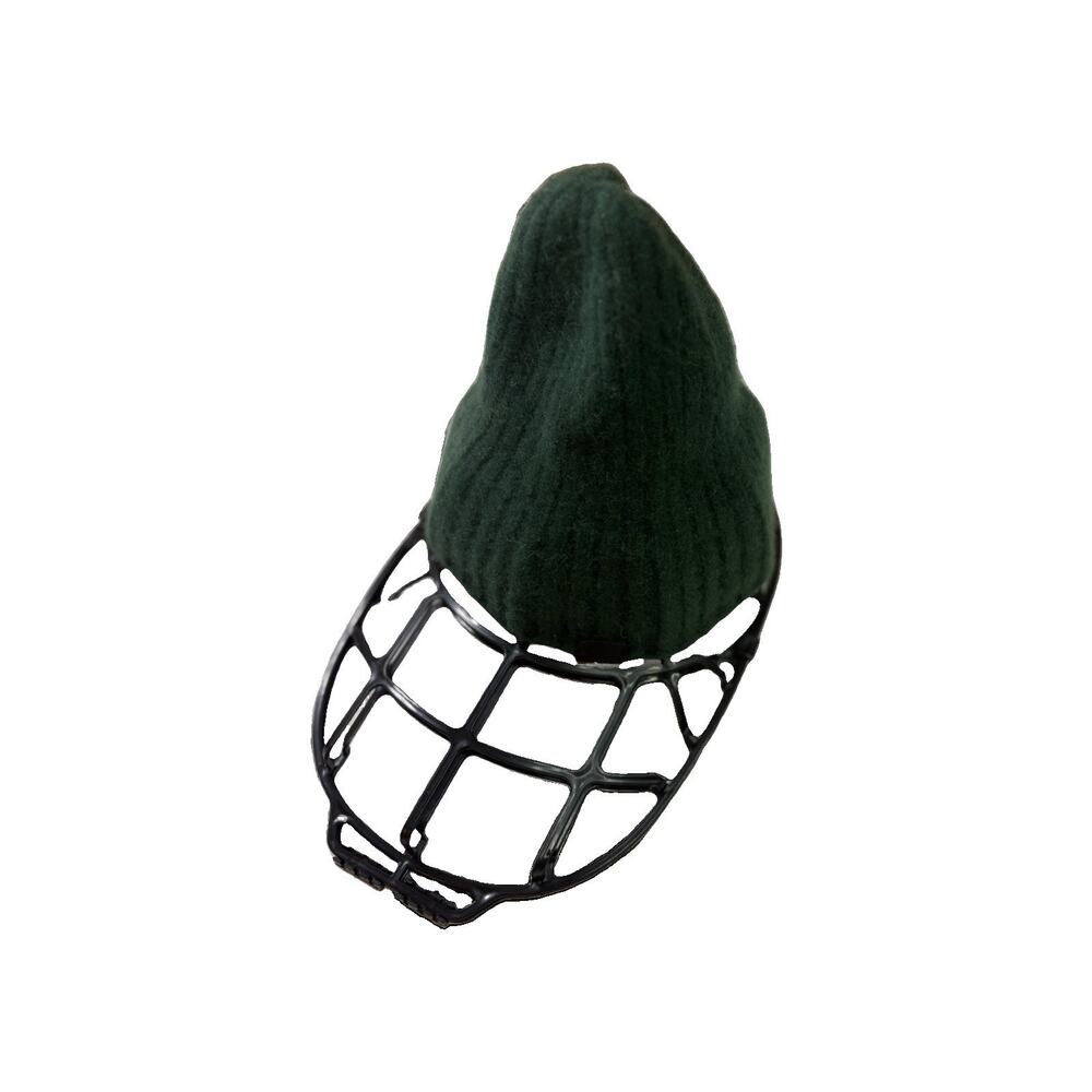 Coach Beanie Unisex One Size Dark Green Wool Blend Ribbed Knit Leather Logo Hat
